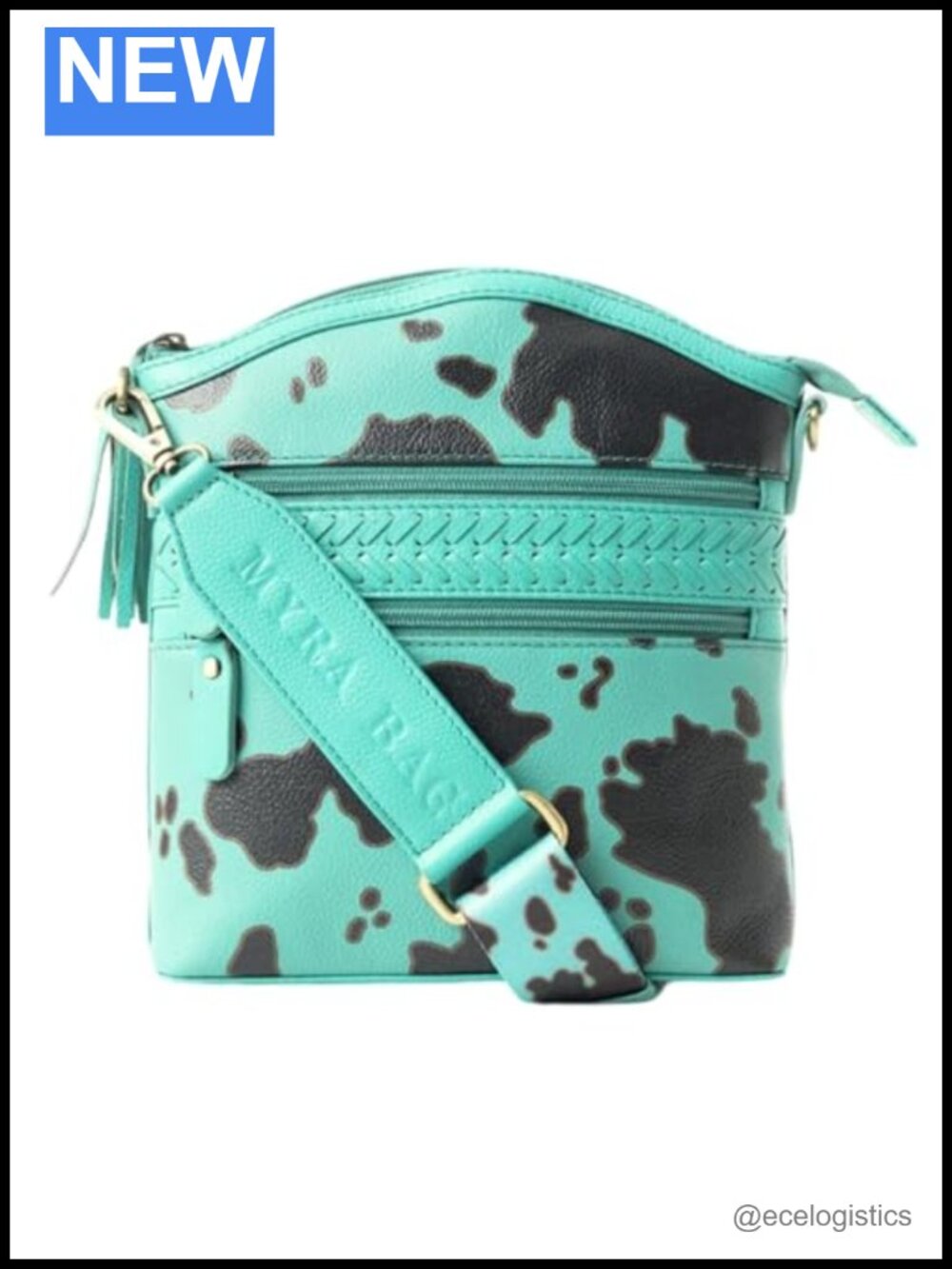 Western Cow Print Leather Crossbody Shoulder Bag for Women, Adjustable Strap